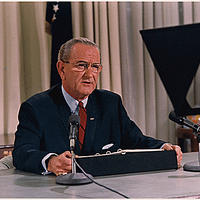 President Lyndon B. Johnson's speech about the bombing halt and his decision not to run for re-election.